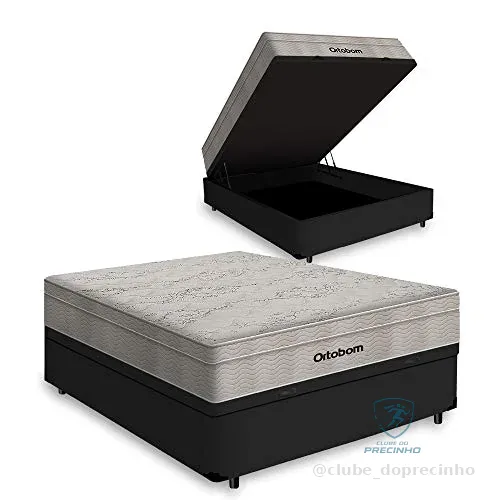 Cama Box com Baú Casal + Colchão De Molas Ensacadas - Ortobom - Airtech Springpocket 138x188x72cm