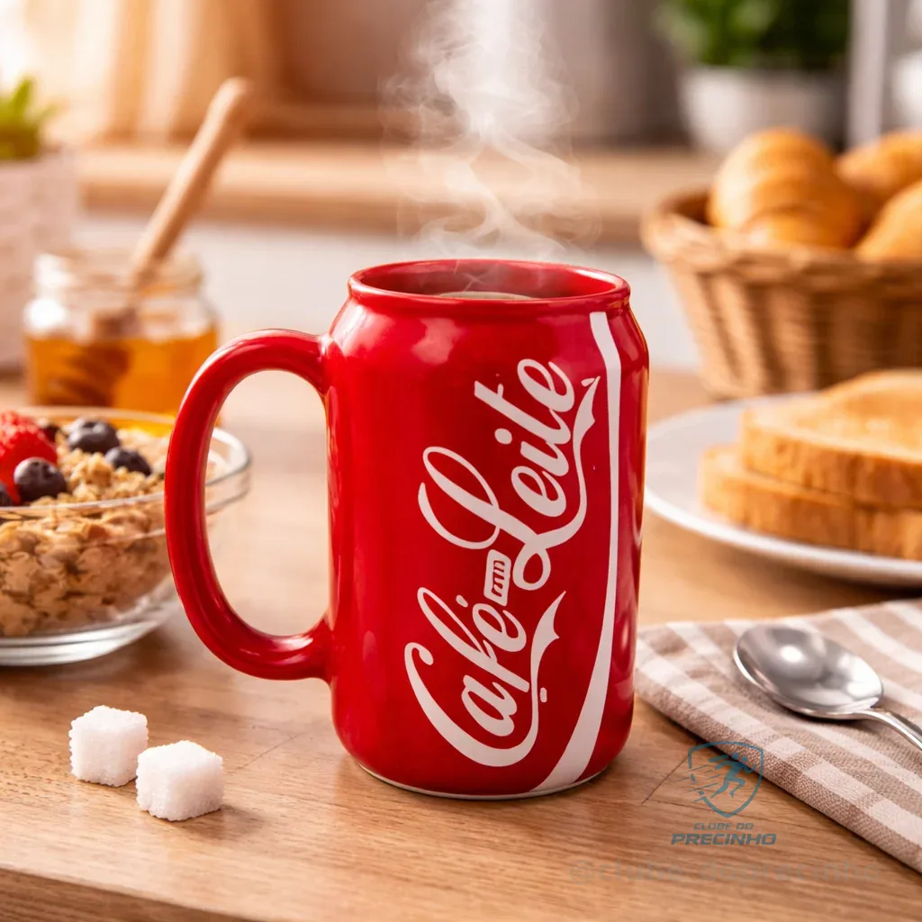 Caneca Café com leite formato lata de coca cola 350ml porcelana Shopee