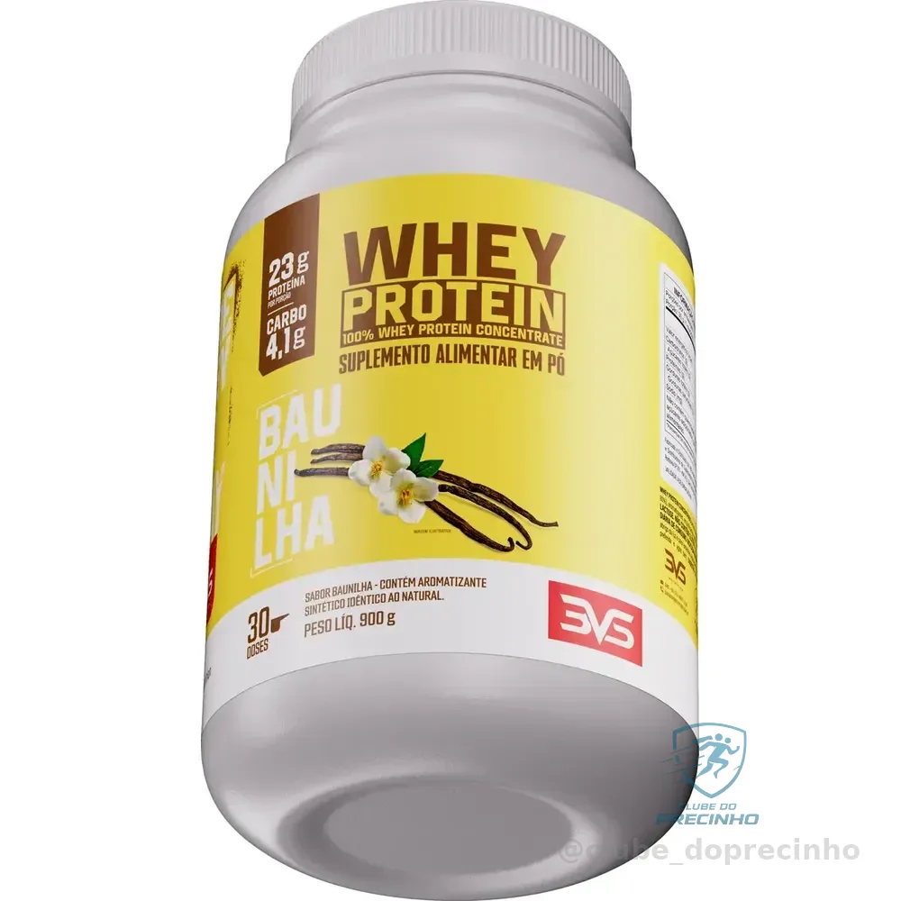 100% Whey Concentrado Com 23g De Proteína Por Dose - 900g. Sabor Baunilha