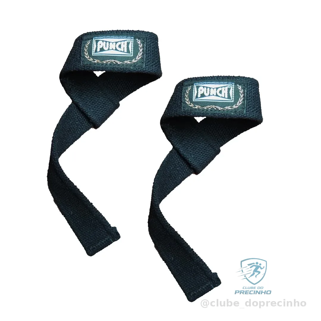 Punch Strap Musculação - Preto - Par - 100% Algodão - Tala Lifting, Power Lifiting, Levantamento De Peso - Unissex