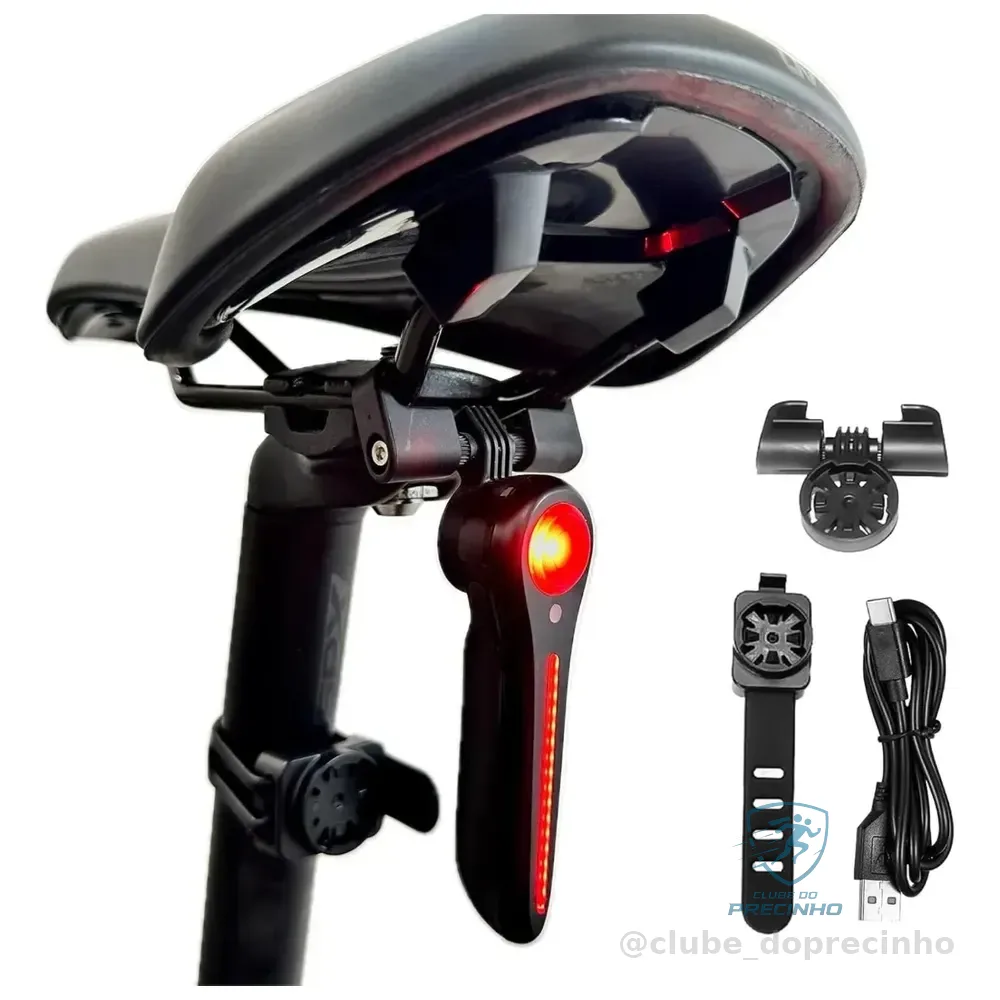 Lanterna Traseira Bike 16 Leds Usb Com Sensor De Freio Brake Bordô
