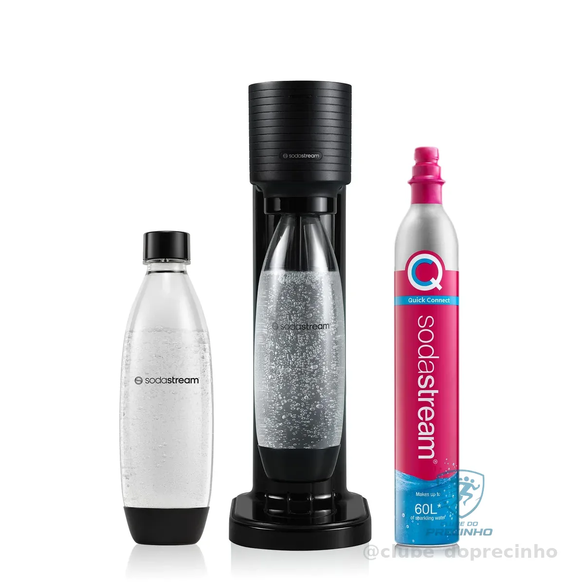 Máquina de Água com Gás Gaia Preta SodaStream com Cilindro