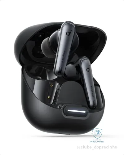 soundcore Liberty 4 NC da Anker, Fone de Ouvido Bluetooth Sem Fio, Redução de Ruído de 98,5%, Cancelamento Adaptativo para Ouvidos e Ambiente, Áudio Hi-Res, 50H de Bateria, Carregamento Sem Fio, Preto