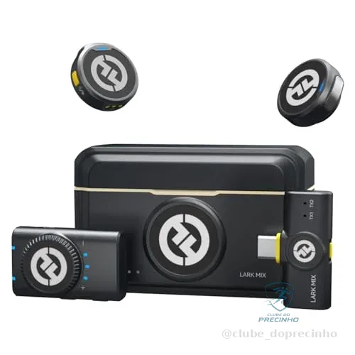 Hollyland Lark M2 Microfone de Lapela Sem Fio, Mini Microfone 48kHz/24bit, Cancelamento de Ruído para Gravação e Transmissão, Compatível com iPhone/Camera/Android/PC(2TX+2RX+Estojo de Carregamento)