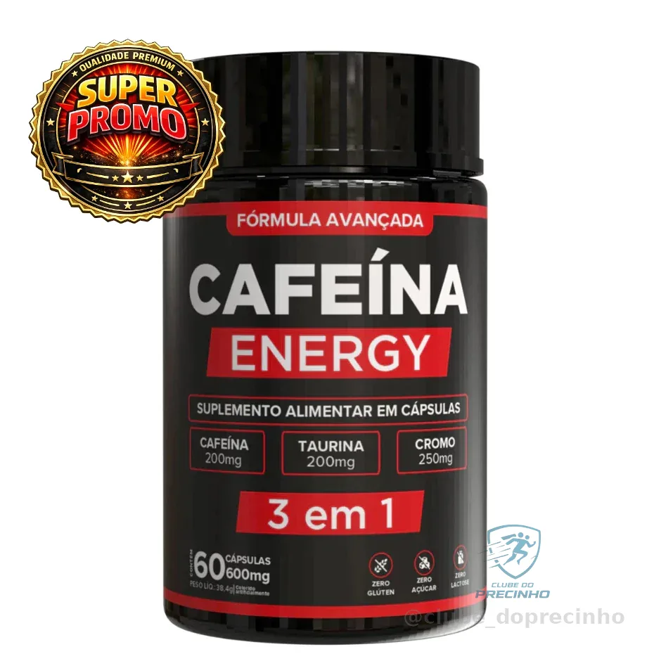 Cafeína Taurina e Cromo + Energia, Foco e Performance Máxima - 60 Cápsulas Envio Imediato Shopee