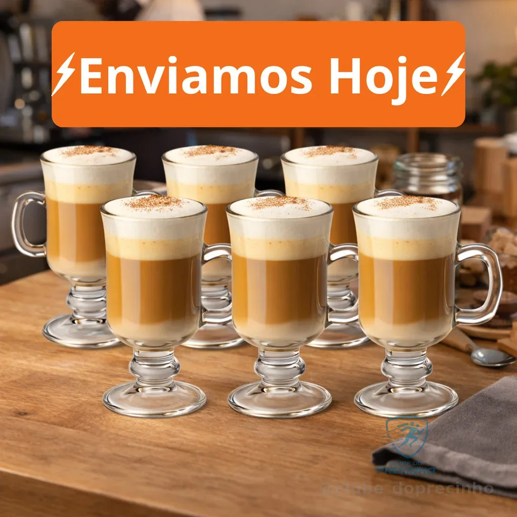 Canecas Vidro Capuccino Versátil Premium Com Alça 230ml Shopee