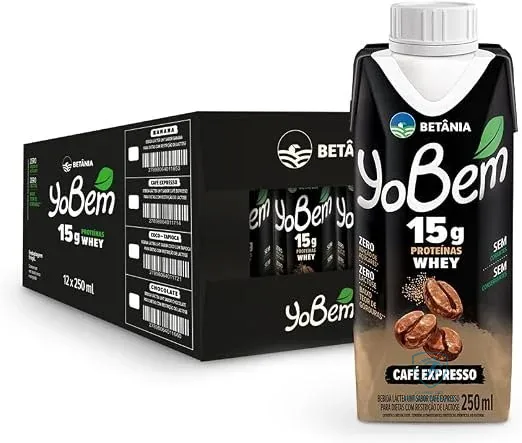 Pack YoBem Bebida Proteica Café Expresso 15g de Proteínas Whey - 12 Unidades