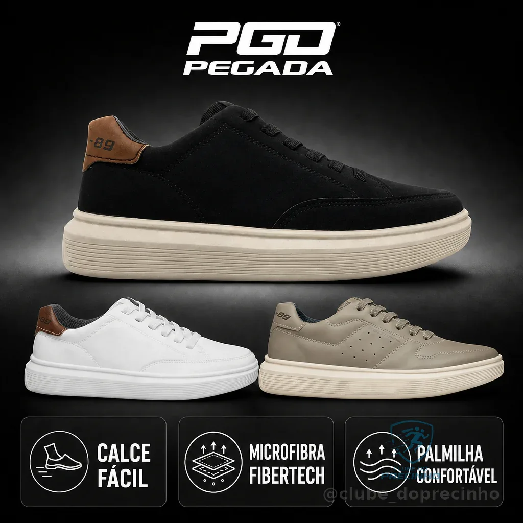 Sapatenis Masculino Pegada PGD Fibertech Ortopedico Conforto | Lançamento! | Produto Original ! Shopee