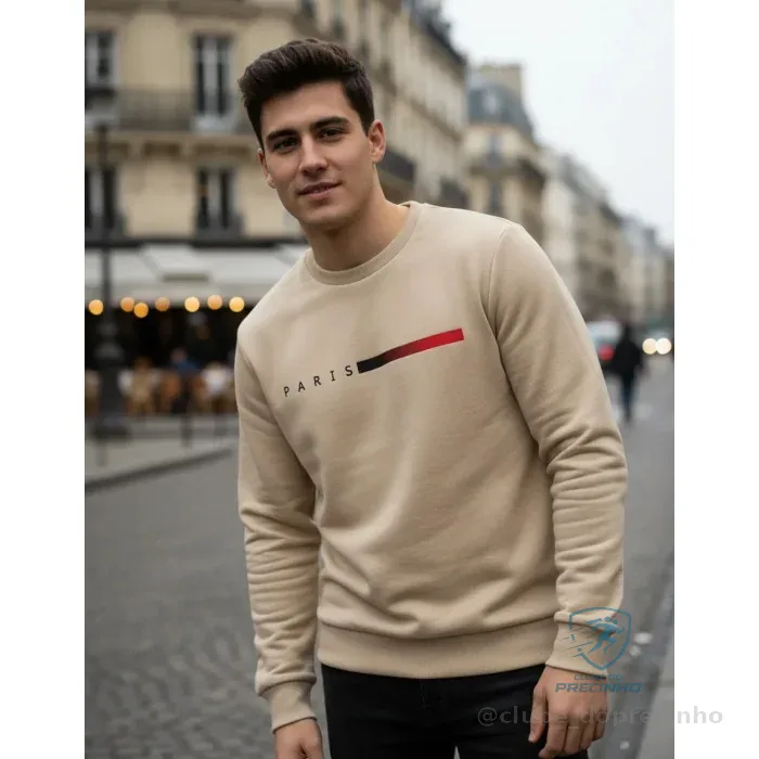 Moletom Masculino Gola Careca Flanelado Paris Mercado Livre