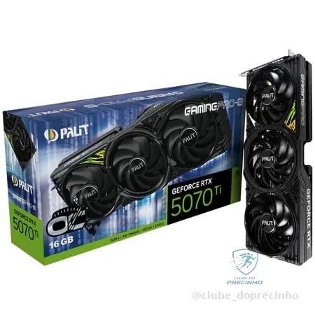Placa de Vídeo Palit GeForce RTX 5070 Ti OC GamingPro-S, 16GB, GDDR7, 256-bit Shopee