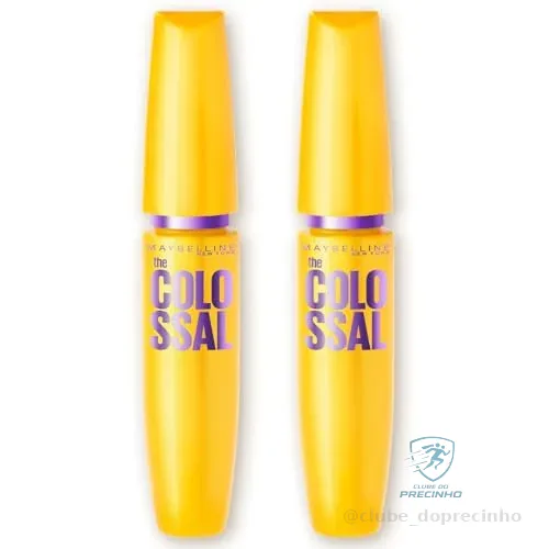 Maybelline NY The Colossal Volum' Express, Kit Máscaras de Cílios, Volume Colossal, Remoção Instantânea com Água, Fórmula com Colágeno, Cor Preto, 2 Unidades