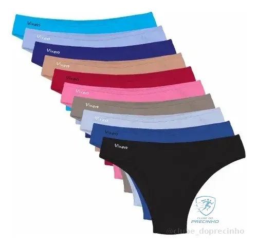 Kit 10 Calcinha Feminina De Algodão Tanga Lisa Conforto Vies