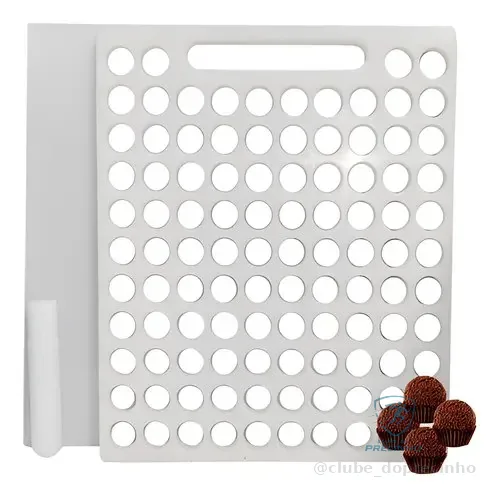 Placa Porcionadora Grande Doces Brigadeiro 104 Furos 10g Branco