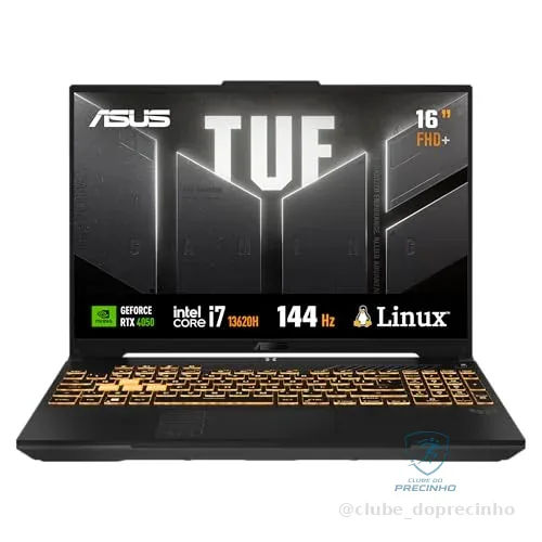 Notebook ASUS TUF Gaming F16 Intel Core i7, RTX 4050, 8 GB, 512 GB SSD, KeepOS, 16.0'' FHD, Mecha Gray - FX607VU-RL008