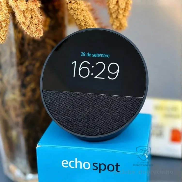 Echo Spot com Alexa (Geração mais recente) | Despertador inteligente com som vibrante | Cor Preta, com Acesso Antecipado à Alexa+