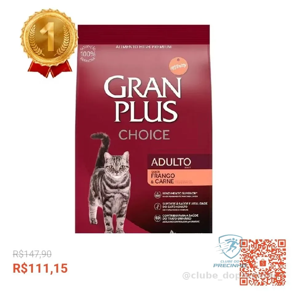 Ração GranPlus Choice Gatos Adultos Frango e Carne 10,1kg