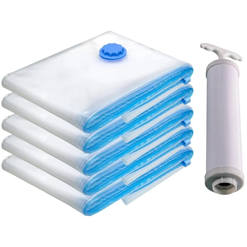 Kit 5 Sacos a Vácuo Pequenos 50x60cm + Bomba De Ar 