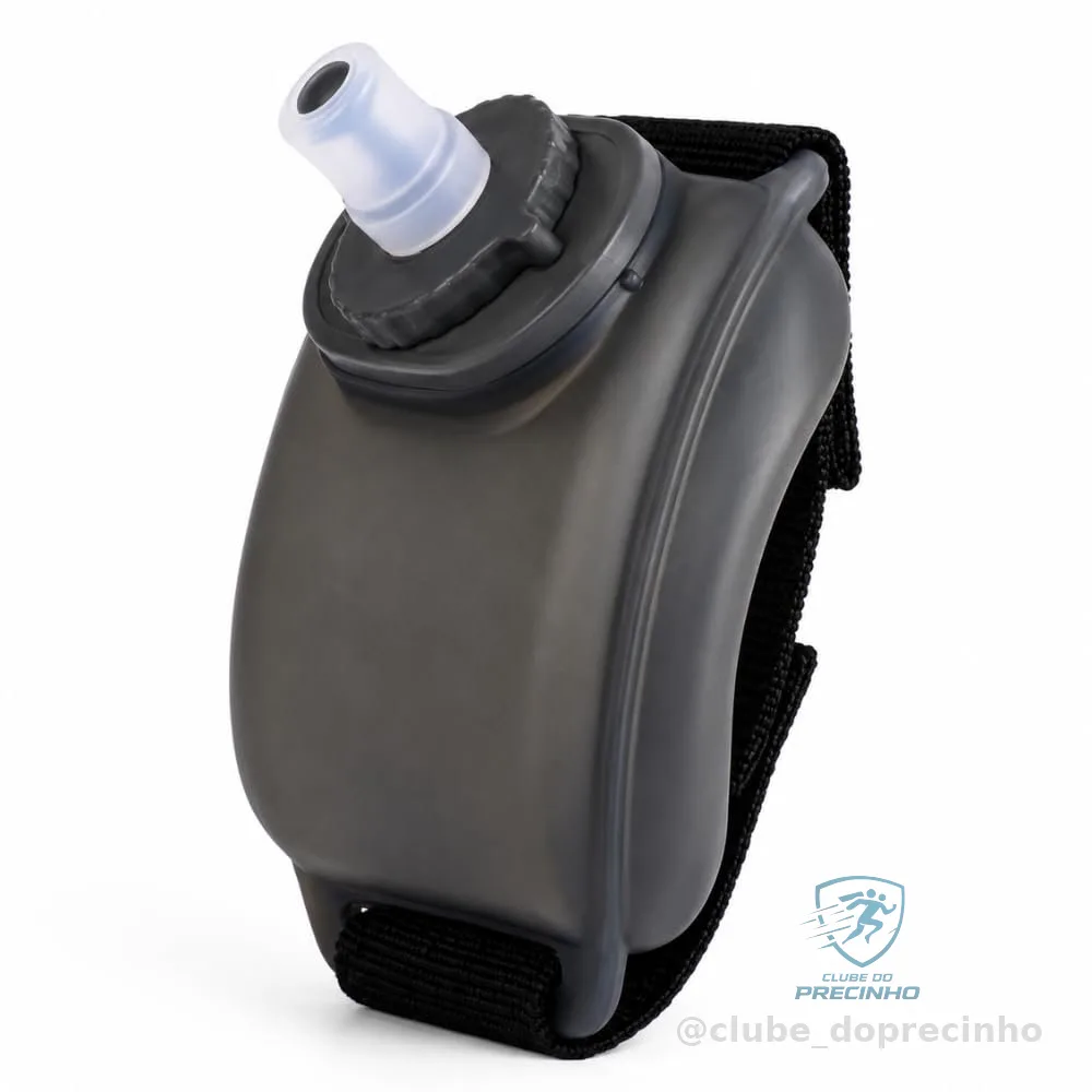 Garrafa de Pulso Esportiva, Silicone e PP, 200 ml, com Faixa Ajustável, para Corrida e Treino (Preto)