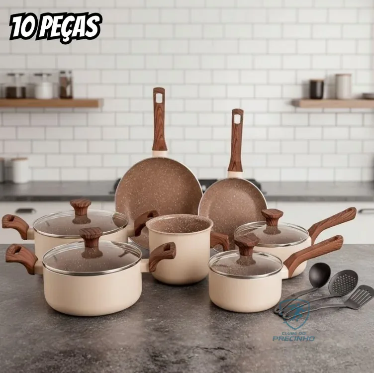 Mimo Style, Conjunto de Panelas com 10 Peças Indução Crema Cook
