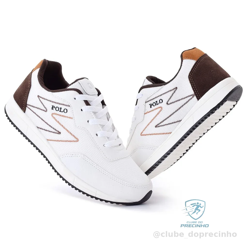 Tênis Sapatênis Casual Masculino Academia Esporte Branco Polo BF Shoes Shopee