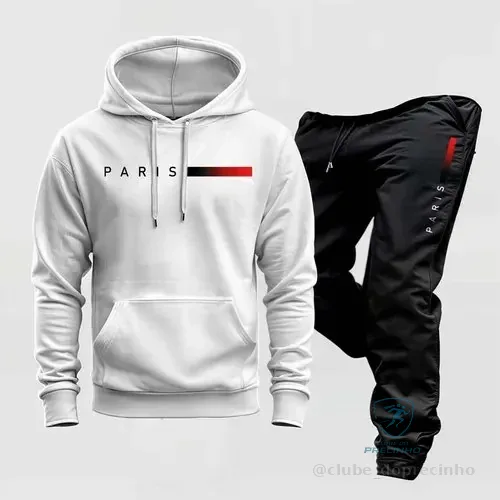 Conjunto Moletom Paris Kit Calça E Blusa Frio Canguru Capuz