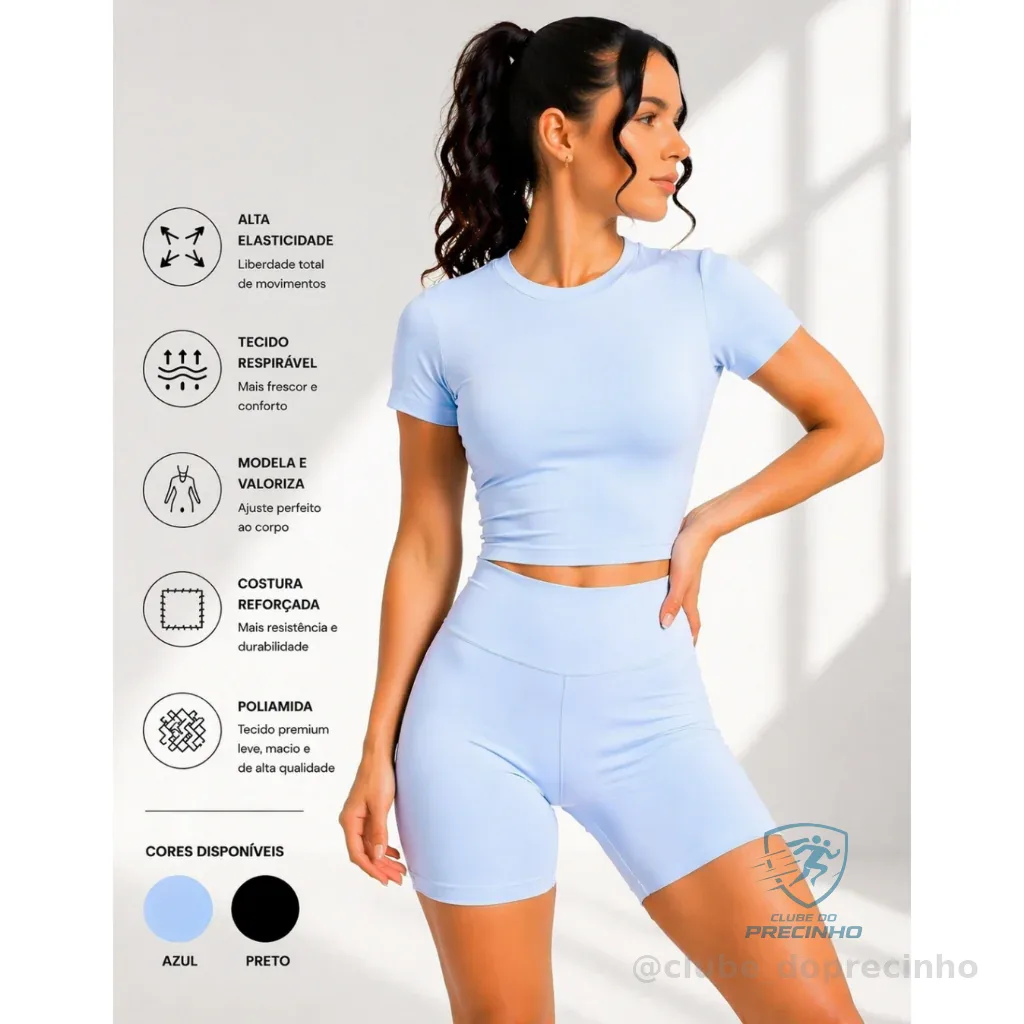Conjunto Fitness Poliamida Blusa Slim Fit Manga Curta de Compressão e Short Fitness Academia Premium Shopee
