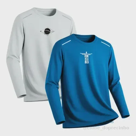 Kit 2 Camisetas Manga Longa Poliéster Dry Masculina - Azul e Branco - G Mercado Livre