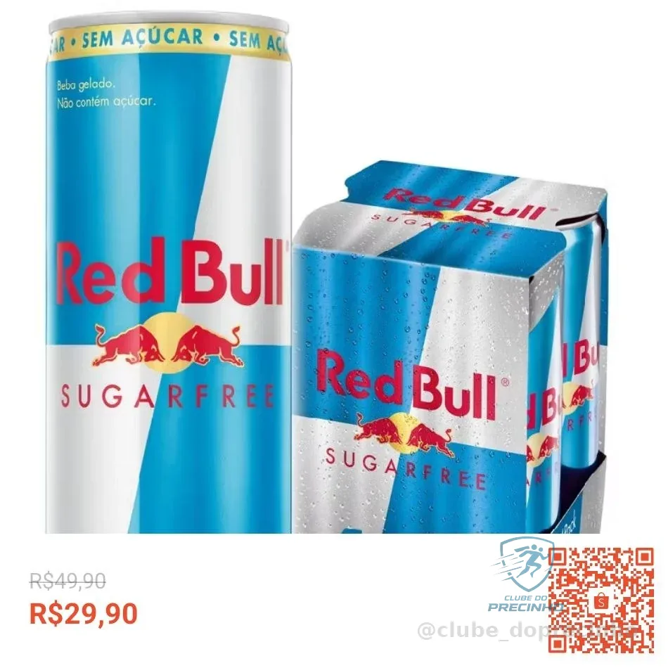 Pack de 4 latas Red Bull Energético, Sugar Free, Sem Açúcar, 250 ml