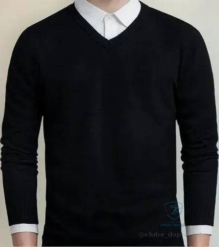 Suéter Masculino Gola V Malha Blusa Slim Inverno