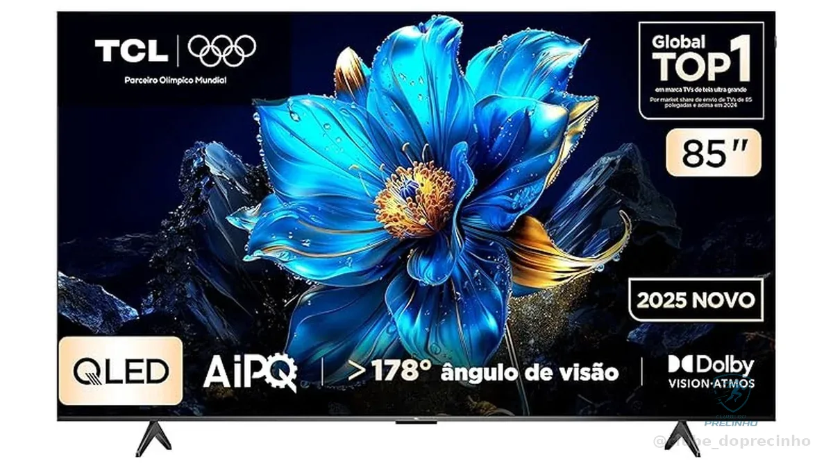 Smart TV TCL 85 Polegadas QLED 4K P7K WiFi Bluetooth Google TV HDR10+ Dolby Atmos Dolby Vision 85P7K
