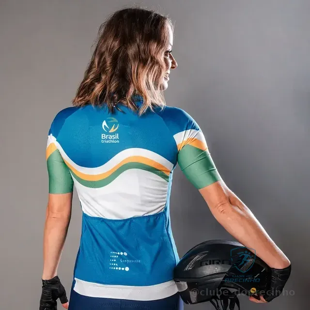 Camisa Ciclismo Woom Cbtri Especial Branco E Azul Feminina