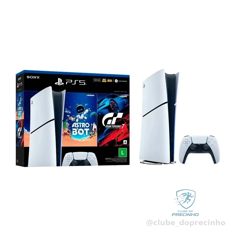 Console Sony PlayStation 5, SSD 825GB, Controle Sem Fio DualSense + 2 Jogos Digitais, Edição Digital