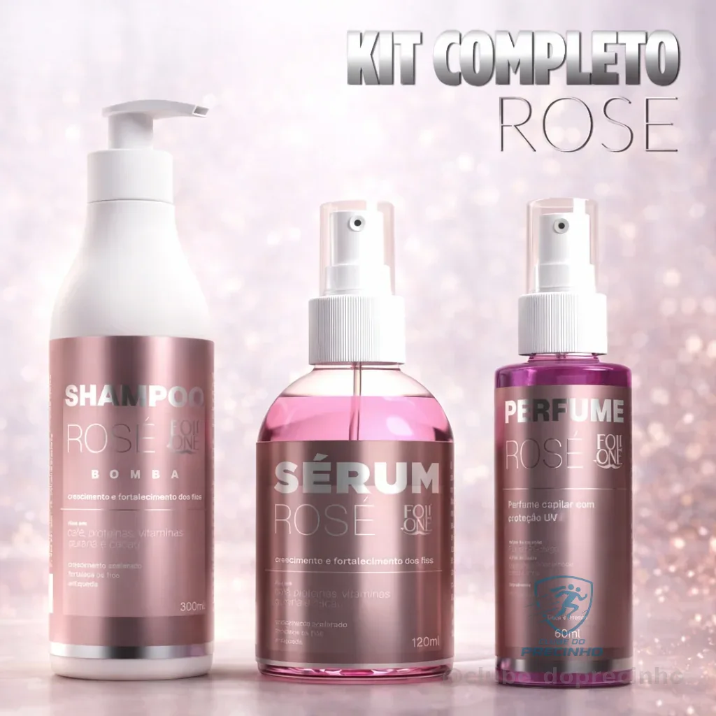 Kit Crescimento Capilar Rosé, Sérum, Shampoo Bomba e Perfume Para Cabelo Shopee