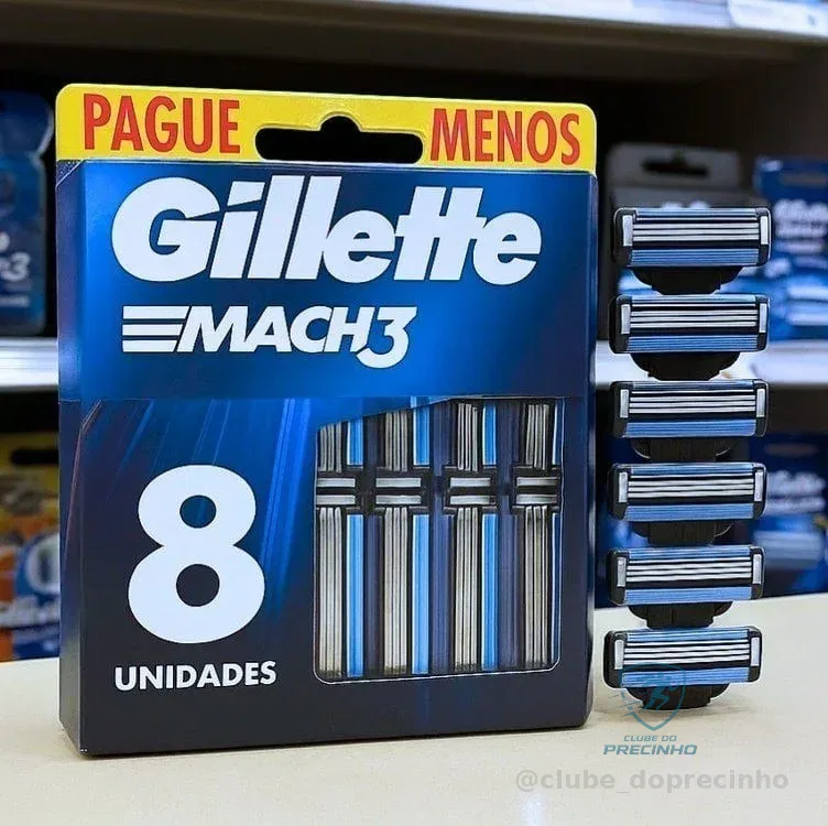 Gillette Mach3, Carga para Aparelho de Barbear com 3 Lâminas 8 Unidades