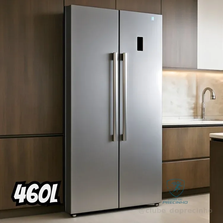 Geladeira Refrigerador HQ Frost Free Side By Side 460 Litros Cinza HQ-460SBSFF (220V)