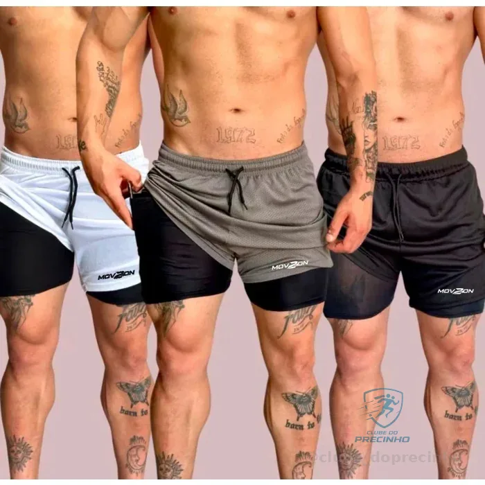 Kit 3 Shorts Masculino 2 em 1 Dry Fit Mercado Livre