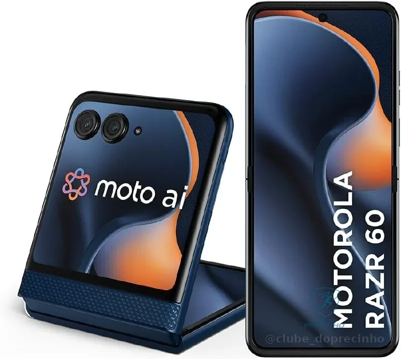 🔥 PARCELADO! Smartphone Motorola Razr 60-256GB 24GB (12GB RAM+12GB Ram Boost) Tela dobrável 6,9" pOLED e externa 3,6” Moto AI camera IP48 - Azul Marinho