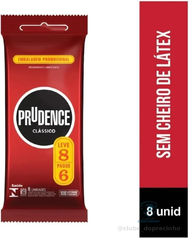 Prudence Preservativo Lubrificado Branco Pacote De 8