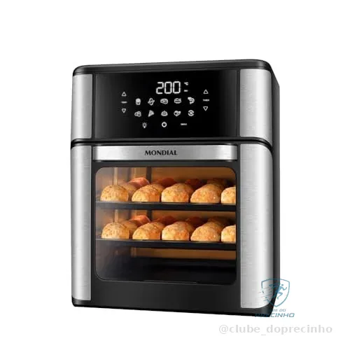 MONDIAL Fritadeira Air Fryer Forno Oven 12L, Preto/Inox, 2000W, 220V - AFON-12L-BI