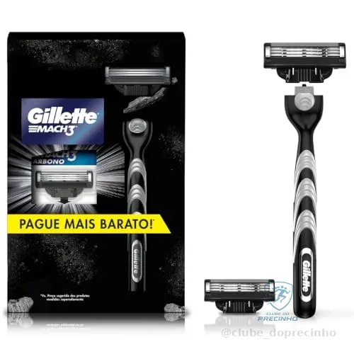 Kit Mach3 Carbono 1 Cabo + 2 Refis, Higiene Pessoal, Cuidado com a barba, Lâminas e Aparelhos de Barbear