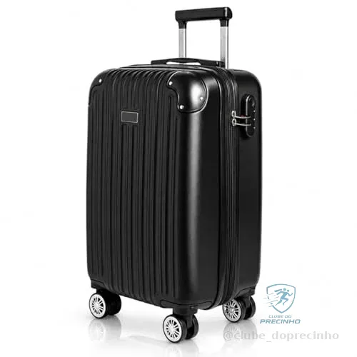 Mala de Viagem Bordo 10kg ANAC | Expansível | Rodas 360° | Antifurto e Fr4te GRÁTI$ (Preta)