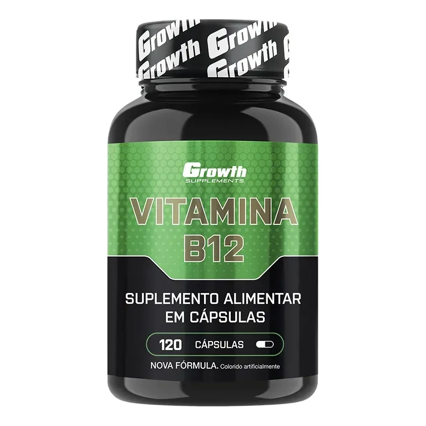 Vitamina B12 120 Cáps. Growth Supplements Sem Sabor