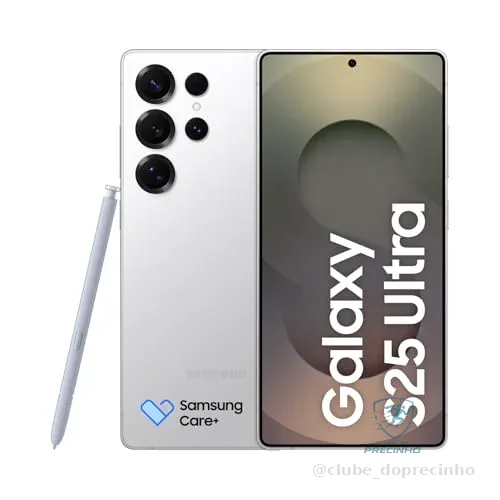 Celular Samsung Galaxy S25 Ultra 5G, 256GB, 12GB RAM, Câmera Quádrupla de 200+50+10+50, Tela Grande de 6.9", Titânio Prata