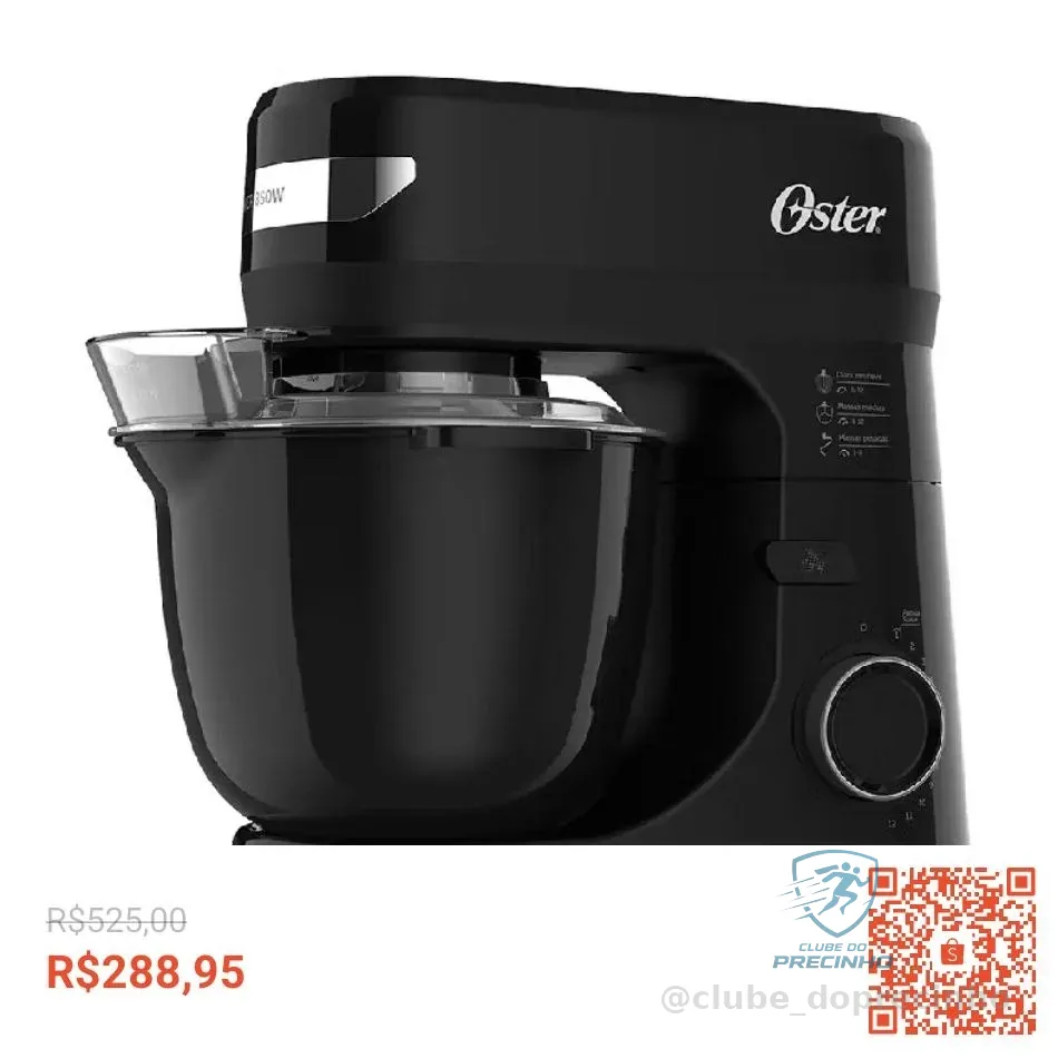 Batedeira Planetária Oster Black lll Power 850w 4 Litros Preta - 220v