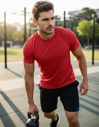 Kit 4 Camiseta Camisa Dry Fit Academia Treino Musculação Vermelho Lisa P