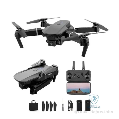 Drone Mini Pro 2 Baterias Com Câmera E Aplicativo Para Acompanhamento Em Tempo Real Completo Com Assistente De Pouso E Sensores + Peças De Reposiçao E Maleta De Transporte Drone Preto