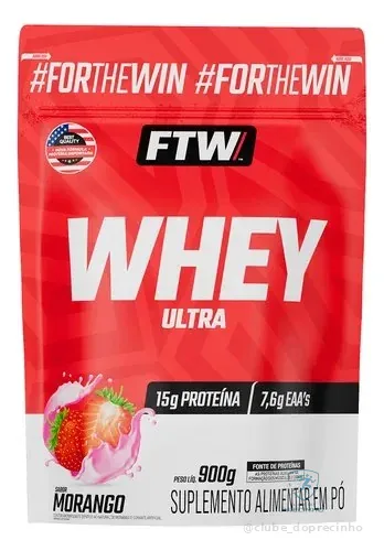 Whey Protein Ultra Refil 900g Sabor Morango - Ftw