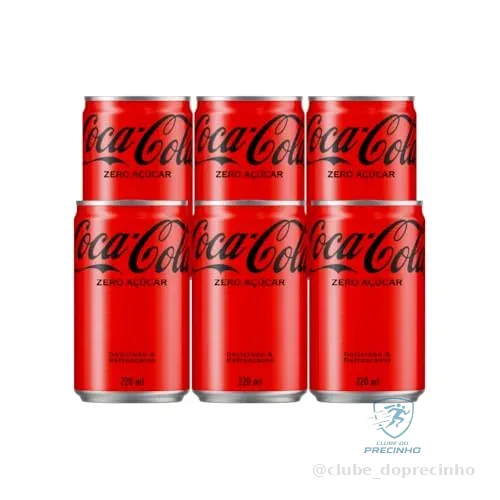 Pack de Coca-Cola sem açucar Lata 220mL 6 unidades