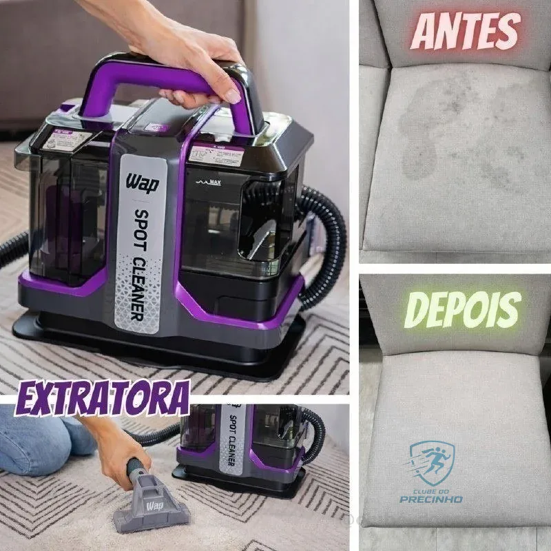 🔥 PARCELADO! WAP Extratora Portátil Spot Cleaner W3, 3 em 1, Borrifa, Esfrega e Extrai, com Sistema de Autolimpeza, 1450W 220V
