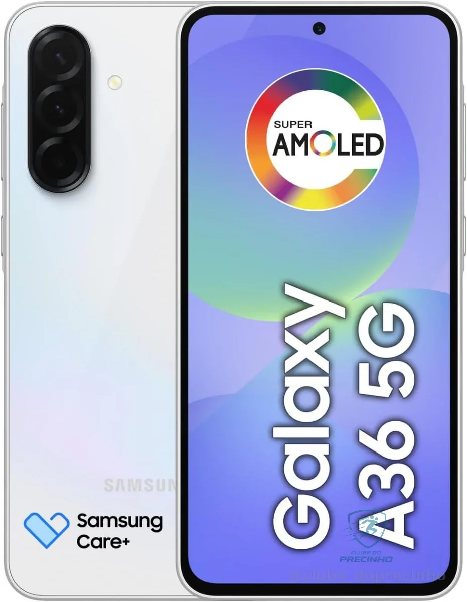 Celular Samsung Galaxy A36 5G 128GB, 6GB RAM, Câmera 50MP, IP67, Super AMOLED 6.7", Recursos AI, Branco